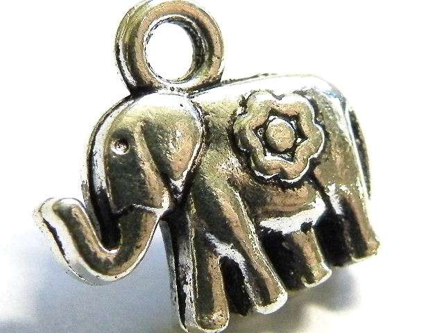 5x Circus Elephant Charm, 12mm Nickel Silver