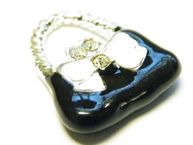 Black Cloisonne Handbag Charm, 15mm