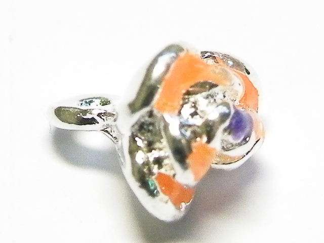 Orange Rose Charm, 10mm Nickel Silver