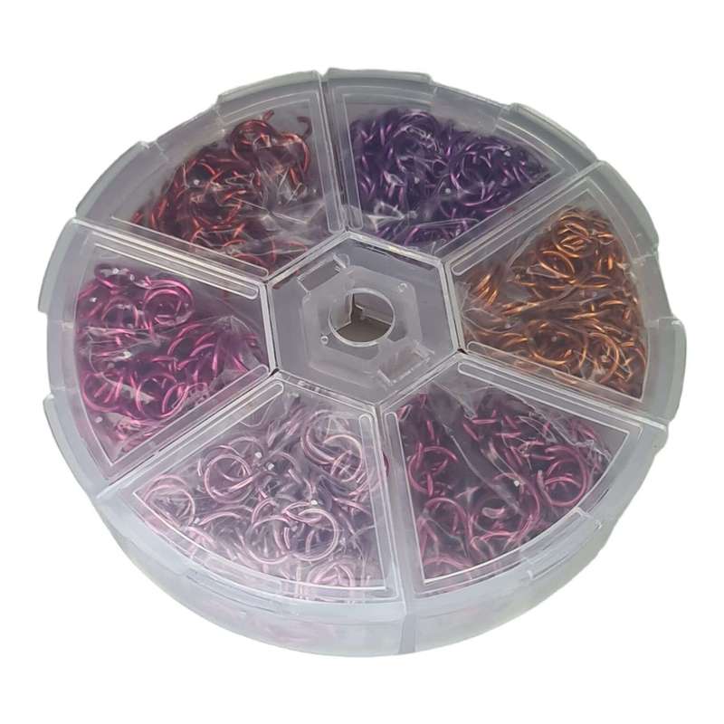 Aluminium jumpring spiral, assorted colors, 6mm, 1 080 pcs