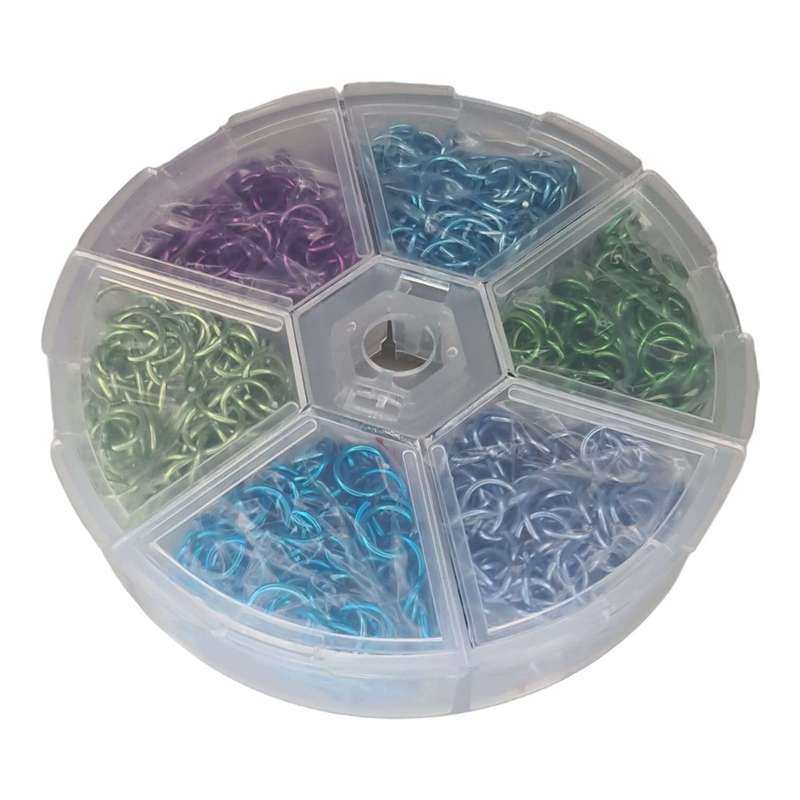 Aluminium jumpring spiral, assorted colors, 6mm, 1 080 pcs