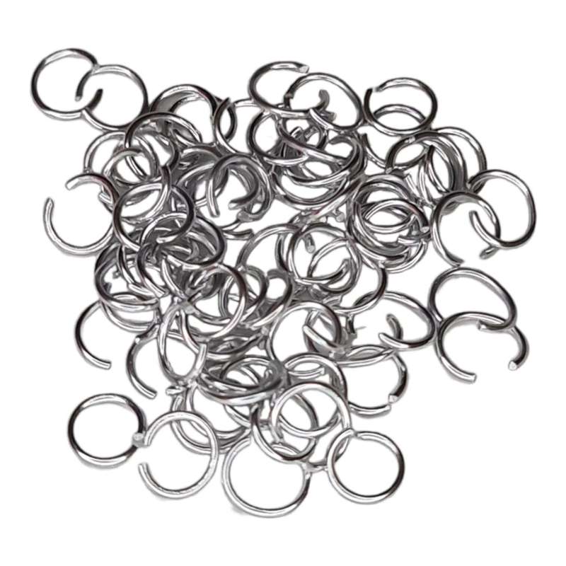100x Aluminium jumprings, bright silver, 6mm