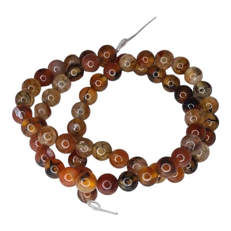 Crackle Carnelian bead string, 6mm, 40cm