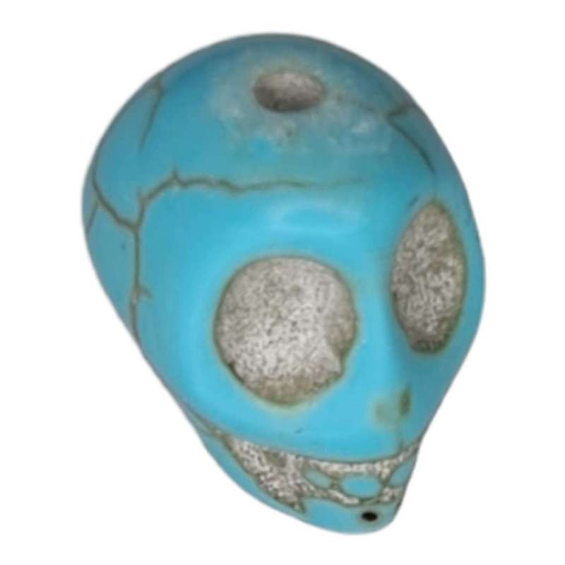 Howlite skull bead, blue, 14-15mm