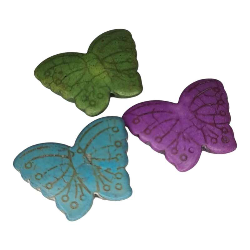 Howlite butterfly bead, assorted, 30x40mm