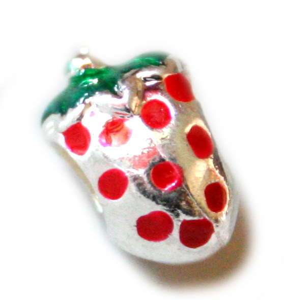 Strawberry bead, 13mm, fits Pandora bracelets