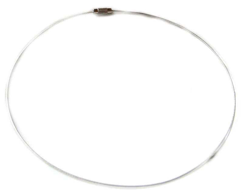 Silver cable choker necklace, screw-in clasp, 45cm