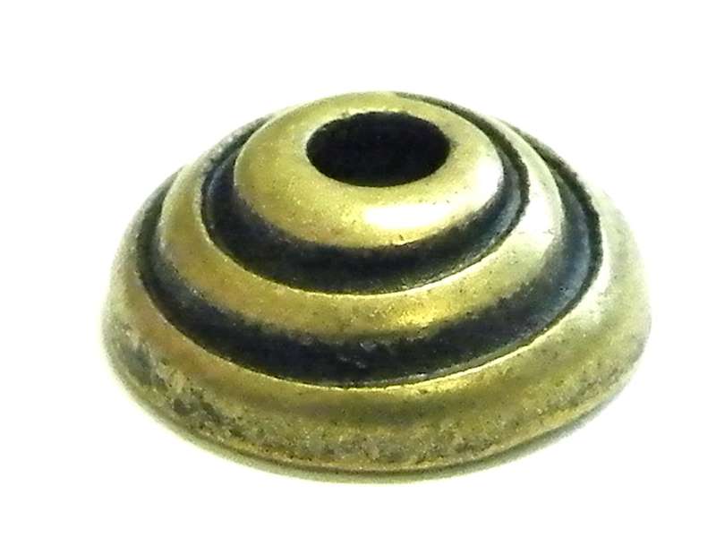Bead cap, bronze color, spiral design, 11mm