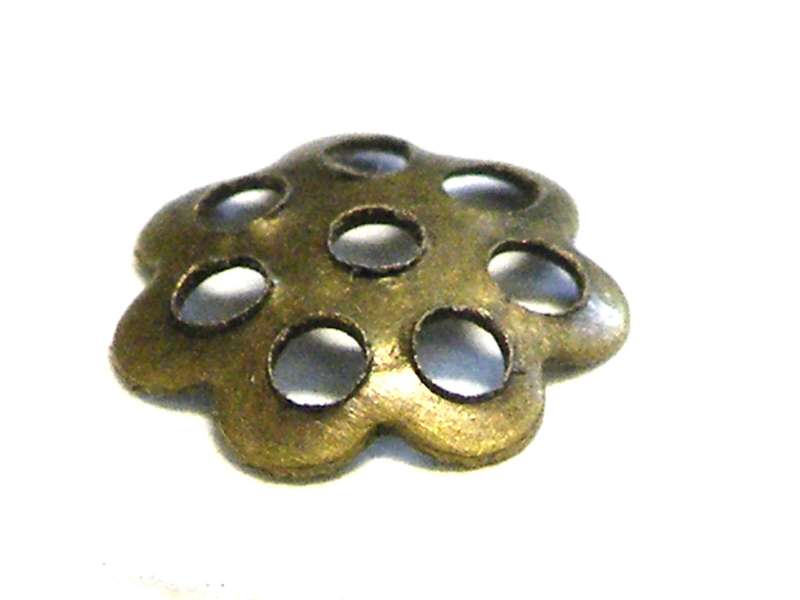 Packet of 10 bead caps, bronze color, very small flower, 6mm