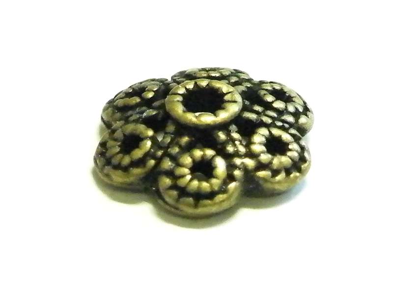 Packet of 10 bead caps, bronze color, flower, 7mm