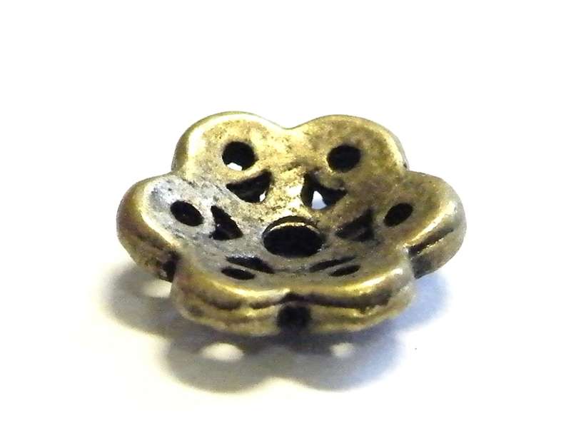 Packet of 10 bead caps, bronze color, flower, 7mm