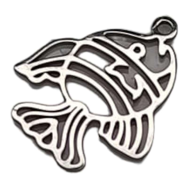 Fish charm in stainless steel, 19mm