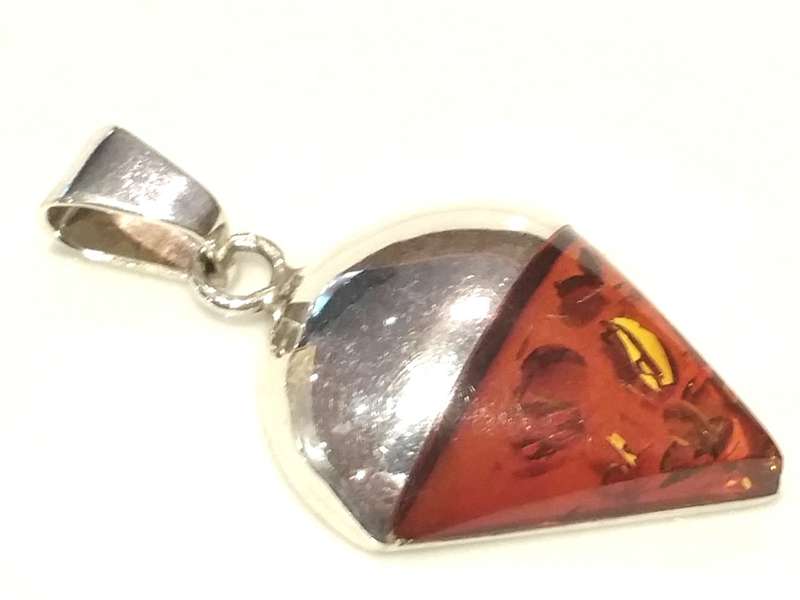 Baltic amber in sterling silver pendulum pendant 40mm with bail