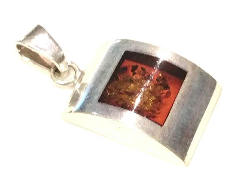 Baltic amber in sterling silver pendant 35mm