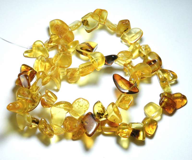 Natural Amber Side-Drilled Chip string 38cm string