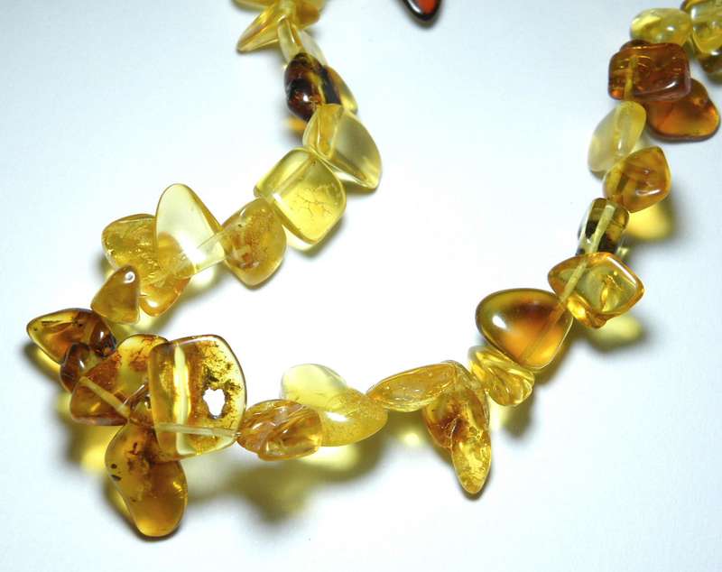 Natural Amber Side-Drilled Chip string 38cm string