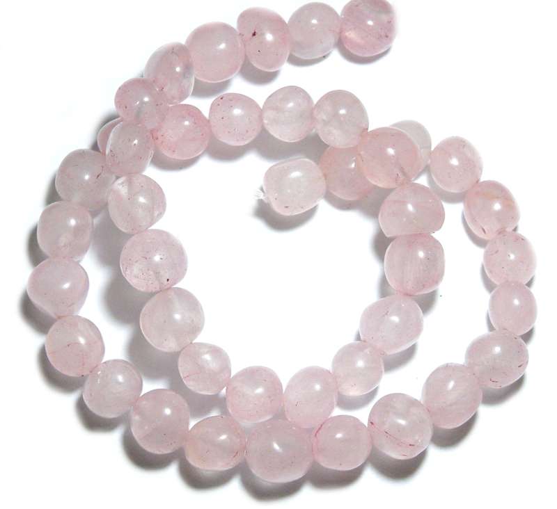 Rose Quartz bead string, 10mm, Off round, 40cm
