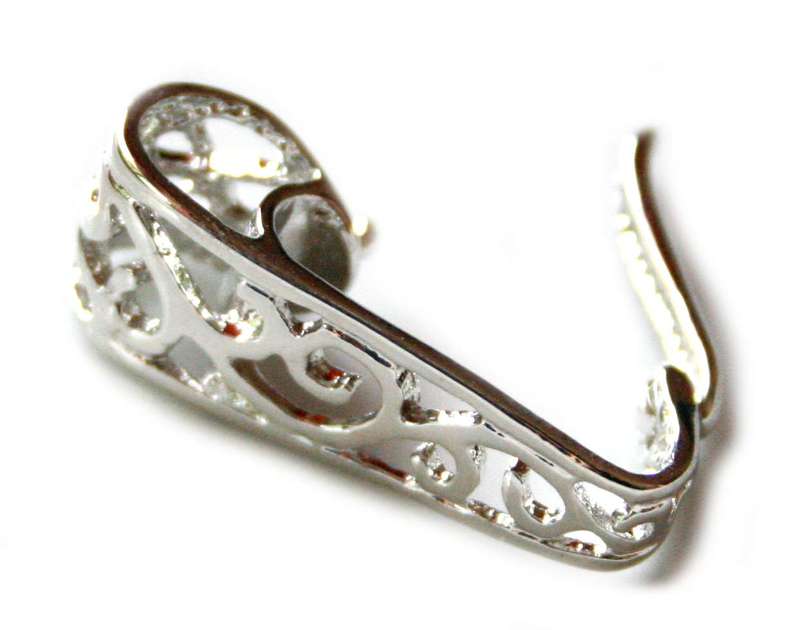 Nickel free donut bail, fern design, 30mm