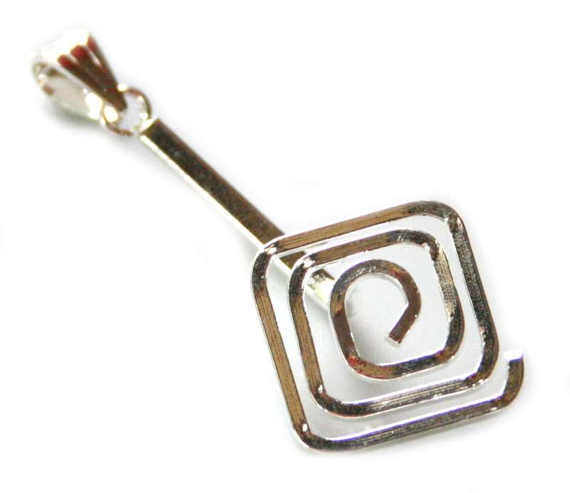 Nickel free donut bail, square spiral, bright silver, 45mm