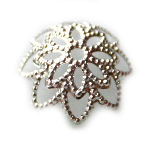 6 x Nickel free bead cap, flower design, 10mm