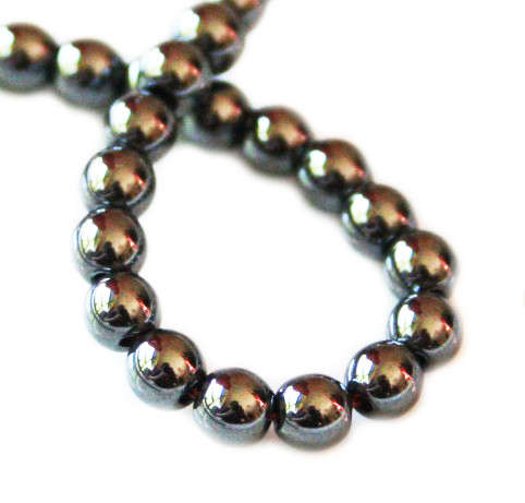 Hematite bead string, round, 4mm, 40cm