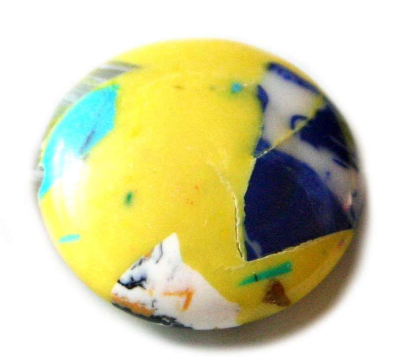 Yellow pressed resin button bead, 16mm