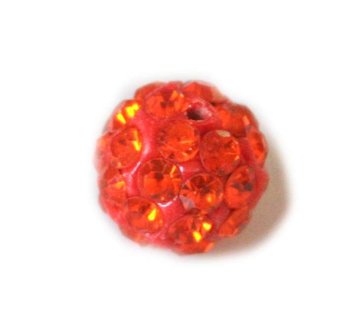 2xRhinestone bead, orange, 10mm