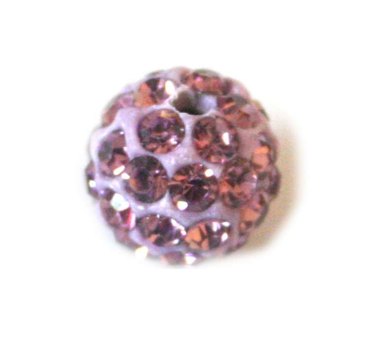 2xRhinestone bead, light purple, 10mm