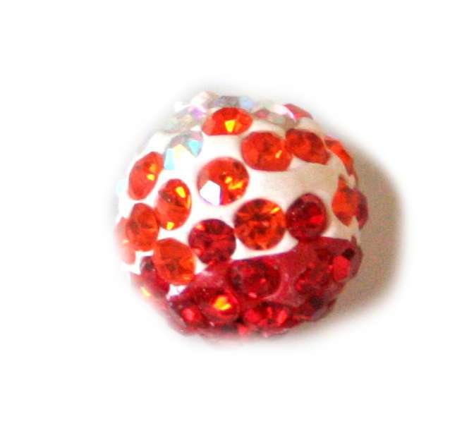 2xOmbre rhinestone bead, red / orange, 12mm