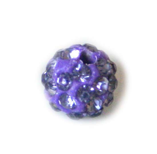 2xRhinestone bead, purple, 8mm