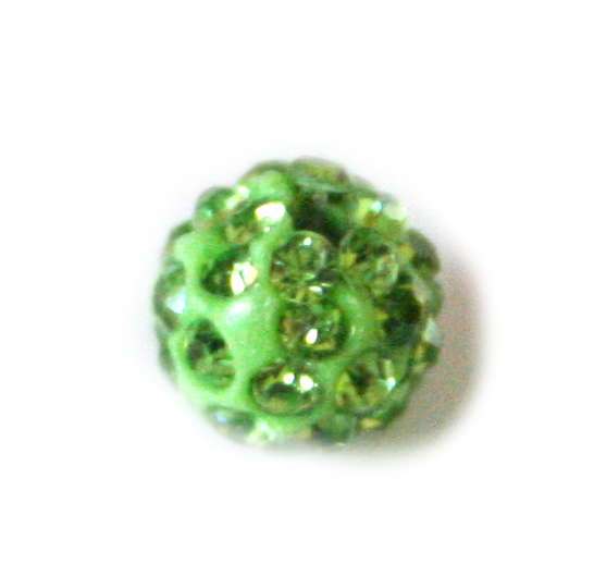 2xRhinestone bead, green, 8mm