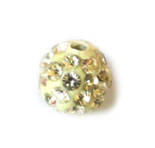 2xRhinestone bead, light yellow, 8mm