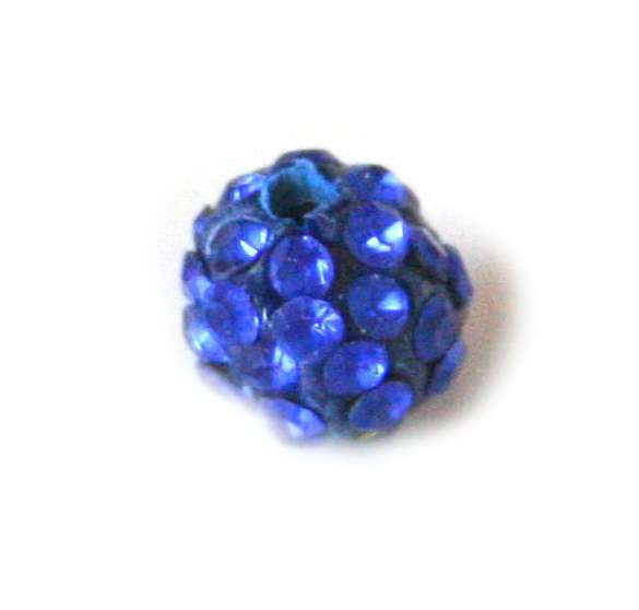 2xRhinestone bead, blue, 8mm