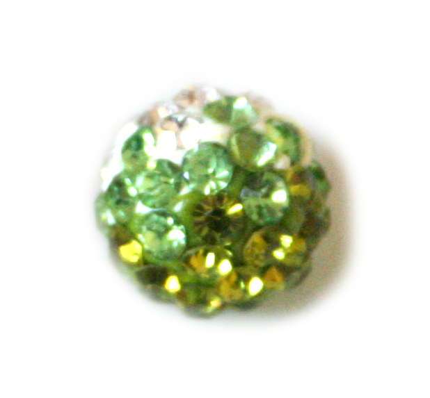 2xOmbre rhinestone bead, green, 10mm