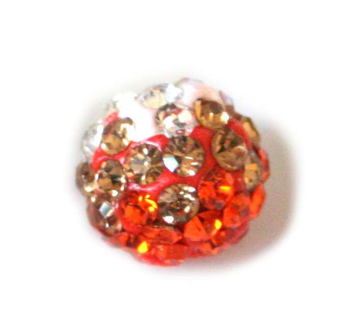 2xOmbre rhinestone bead, orange / brown, 10mm