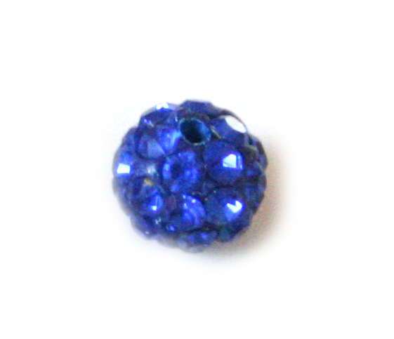 2xRhinestone bead, blue, 6mm