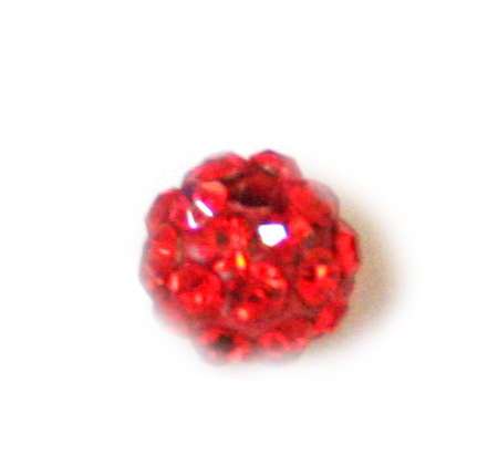 2xRhinestone bead, red, 6mm
