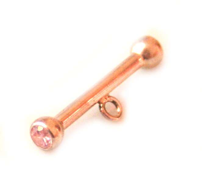 Clasp bar in 925 silver, pink CZ, 24mm