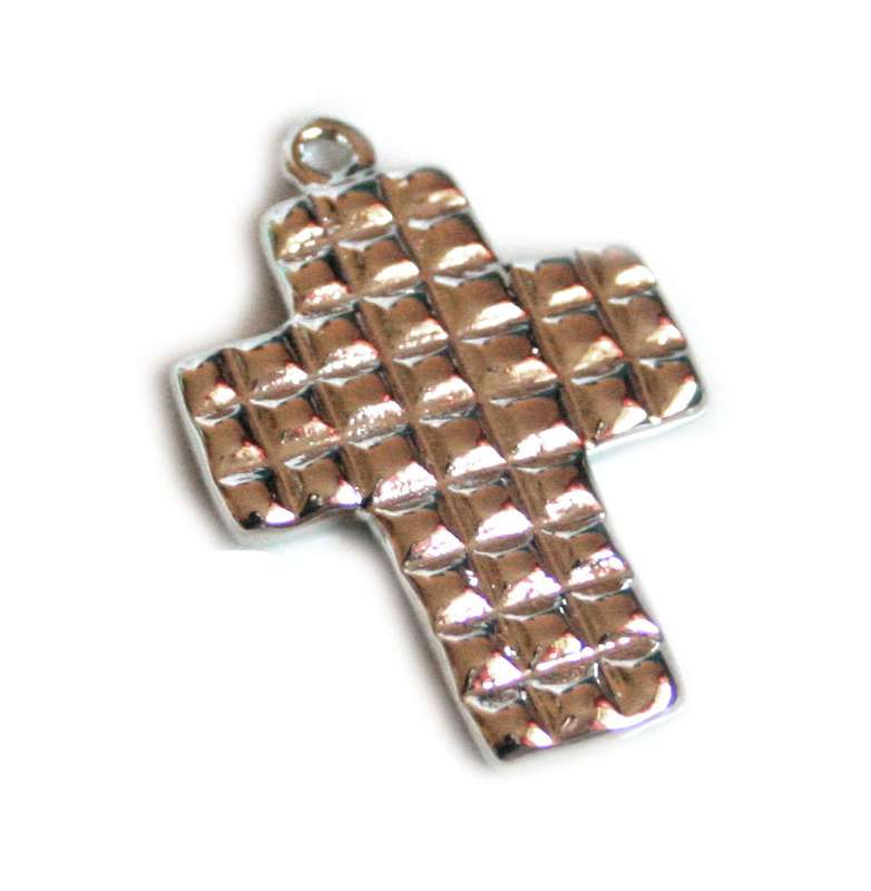 Cross pendant, nickel free, squares design, 30mm