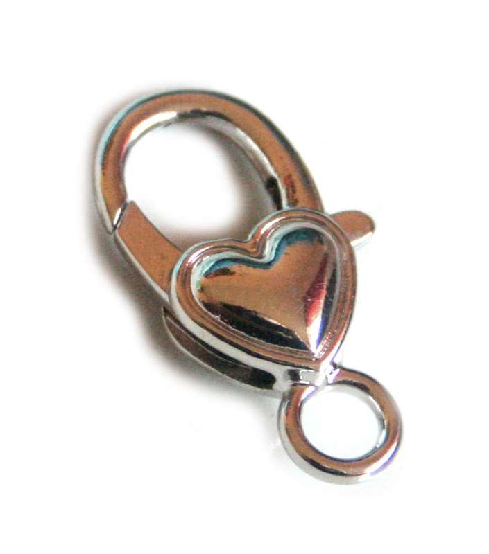 2x Lobster clasp, heart design, 26mm, nickel free