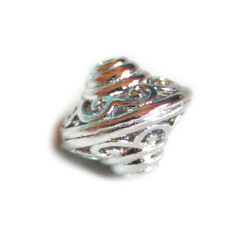 Nickel free bead, saucer shape w intricate design, 11x14mm