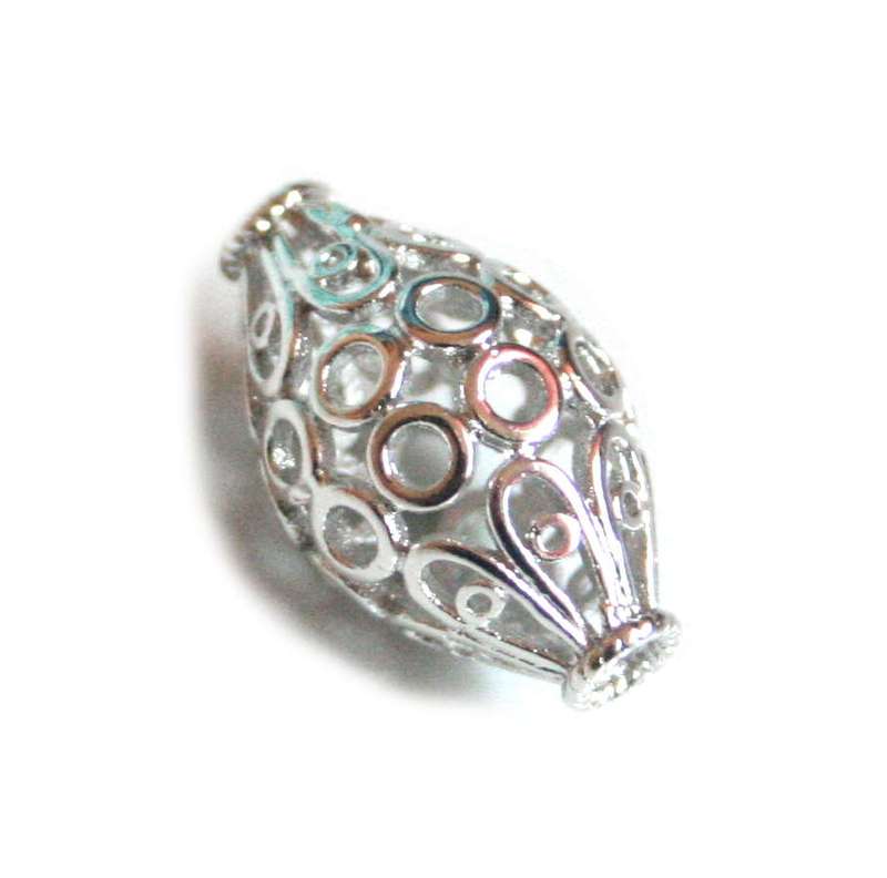 Nickel free bead, oval shape w intricate design, 12x20mm