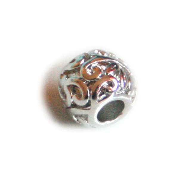 Nickel free bead, floral design, 7x8mm