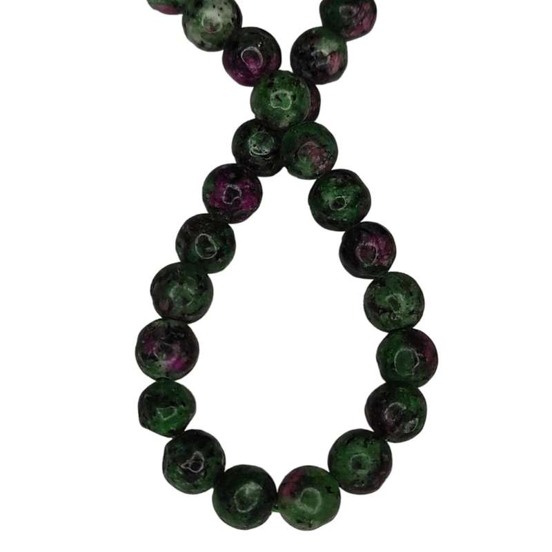Ruby in Zoisite Jadeite bead string, 6mm, round, 36cm