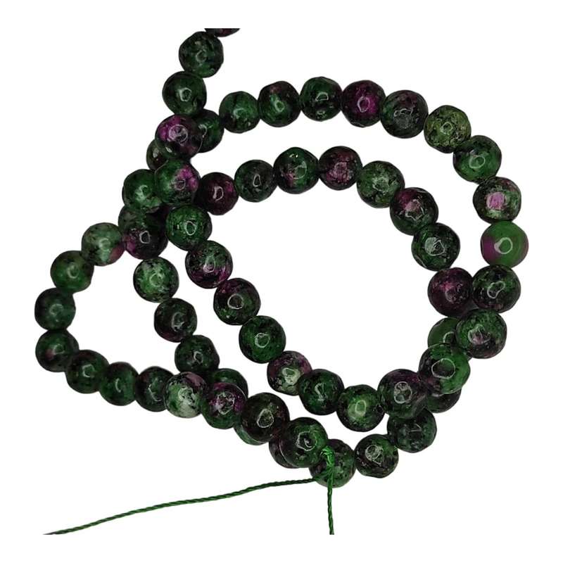 Ruby in Zoisite Jadeite bead string, 6mm, round, 36cm