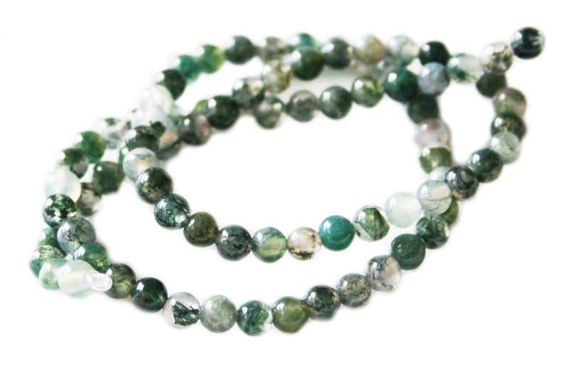 Green moss agate bead string, 4mm, 40cm