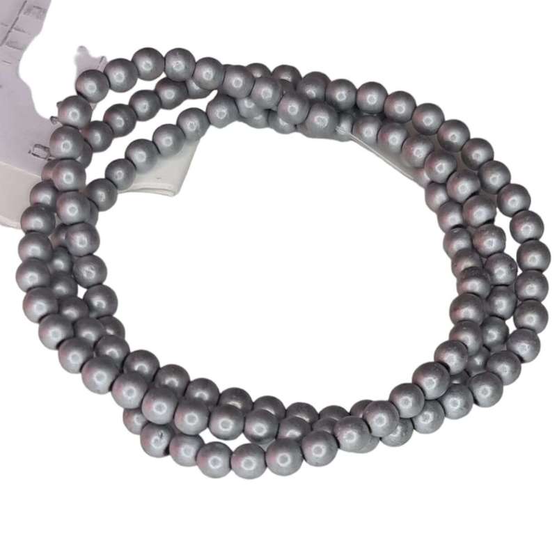 Colored Hematite bead string, matte grey, round, 3mm, 40cm