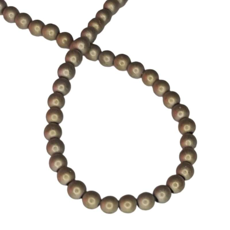 Colored Hematite bead string, matte gold, round, 3mm, 40cm
