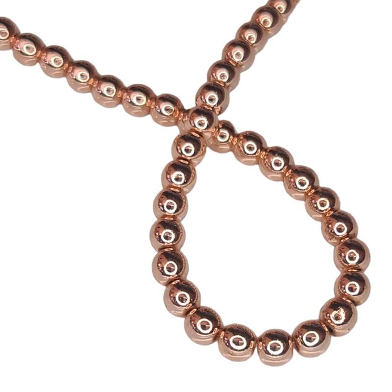 Hematite bead string, rose gold, 6mm, 40cm