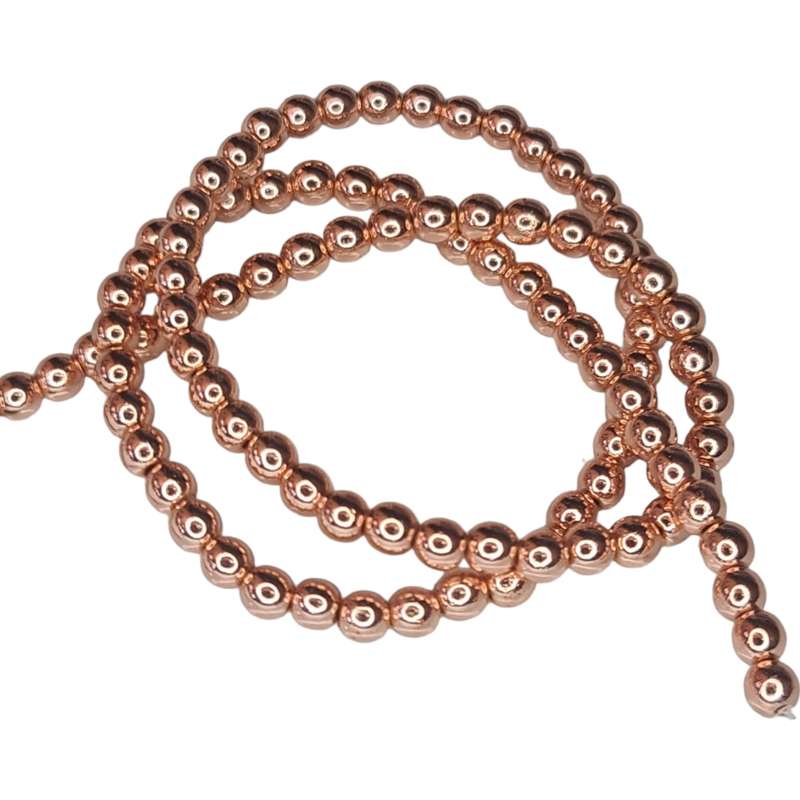 Hematite bead string, rose gold, 6mm, 40cm